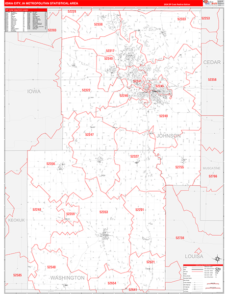 Iowa City Metro Area Wall Map